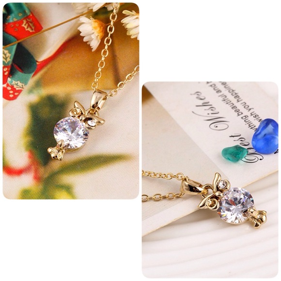 *CLEARANCE!!!* Owl Gold Diamond Necklace - Picture 2 of 3